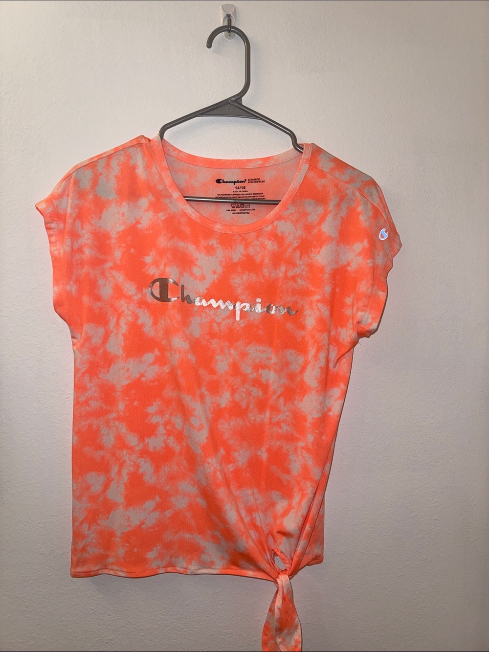 Champion Kids Neon Orange Tie-Hem Short Sleeve Tee